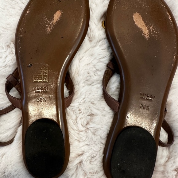 Gucci Rose pink Leather Sandals with Gold Accent - Picture 4 of 4